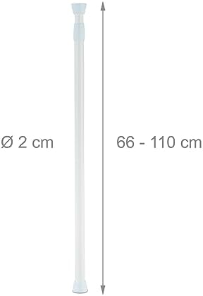 Relaxdays Teleskopstange für Duschvorhang und Gardine – Edelstahl, einfacher Einbau ohne Bohren, anpassbare Längen