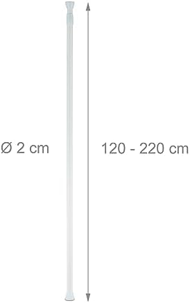 Relaxdays Teleskopstange für Duschvorhang und Gardine – Edelstahl, einfacher Einbau ohne Bohren, anpassbare Längen