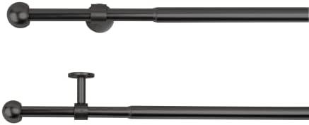 HOmeline Ausziehbare Gardinenstange 2in1 mit Wand- und Deckenmontage – Teleskop Vorhangstange, Edelstahl-Optik, 120-210