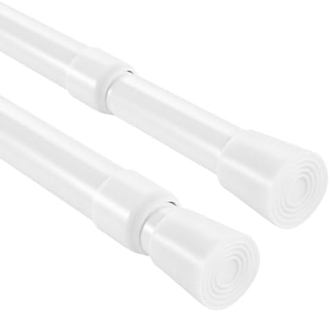 Gardinenstange ohne Bohren 103-190CM, Teleskopvorhangstange für Fenster, Badezimmer & Schrank – Einfache Montage in Weiß