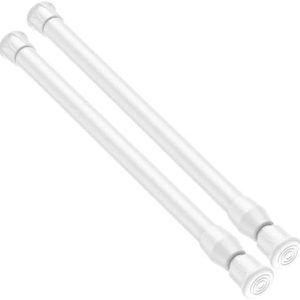 AIZESI 2er Set Teleskop Gardinenstange 42-72cm Weiß, Ø13mm, Ideal für Fenster & Küche, Einfache Montage ohne Bohren