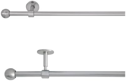 HOmeline Ausziehbare Gardinenstange 2in1 mit Wand- und Deckenmontage – Teleskop Vorhangstange, Edelstahl-Optik, 120-210