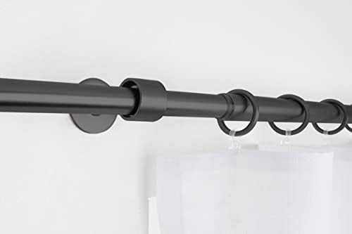 HOmeline Ausziehbare Gardinenstange 2in1 mit Wand- und Deckenmontage – Teleskop Vorhangstange, Edelstahl-Optik, 120-210