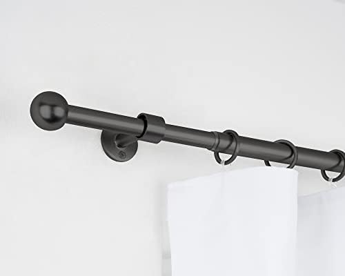 HOmeline Ausziehbare Gardinenstange 2in1 mit Wand- und Deckenmontage – Teleskop Vorhangstange, Edelstahl-Optik, 120-210