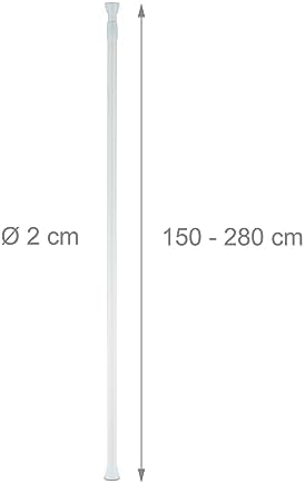 Relaxdays Teleskopstange für Duschvorhang und Gardine – Edelstahl, einfacher Einbau ohne Bohren, anpassbare Längen