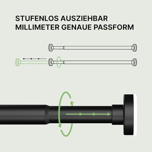 MEISENBERG Teleskopstange ohne Bohren - Multifunktionale Vorhangstange für Fenster und Küche (70-120cm) - Weiß, Ø 25 mm