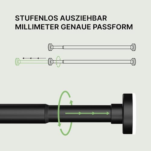MEISENBERG Teleskopstange ohne Bohren - Multifunktionale Vorhangstange für Fenster und Küche (70-120cm) - Weiß, Ø 25 mm