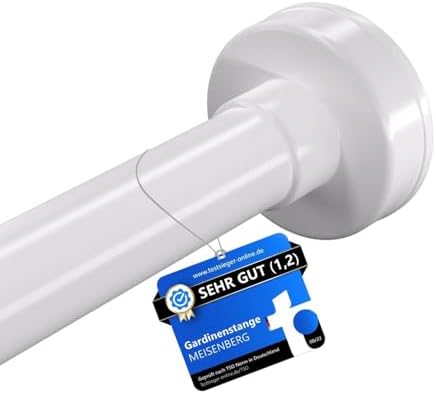 MEISENBERG Teleskopstange ohne Bohren - Multifunktionale Vorhangstange für Fenster und Küche (70-120cm) - Weiß, Ø 25 mm