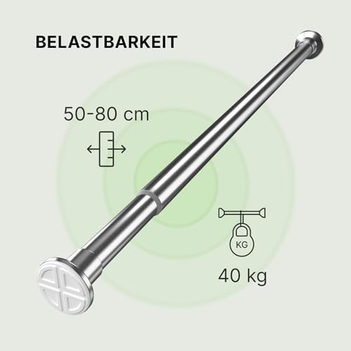 MEISENBERG Gardinenstange ohne Bohren 210-260cm – Robuste Teleskopstange in Matt Schwarz für Vorhänge und Raumteiler