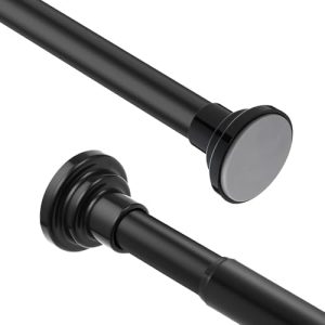 Gardinenstange Schwarz ohne Bohren – Flexible Teleskopstange für Dusche, 76-163 cm, elegant und praktisch
