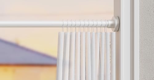 Gardinia Gardinenstange ohne Bohren, einstellbar für Duschvorhang & Schrank (72-145cm, φ25mm, Weiß)