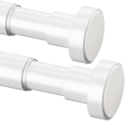 Gardinia Gardinenstange ohne Bohren, einstellbar für Duschvorhang & Schrank (72-145cm, φ25mm, Weiß)