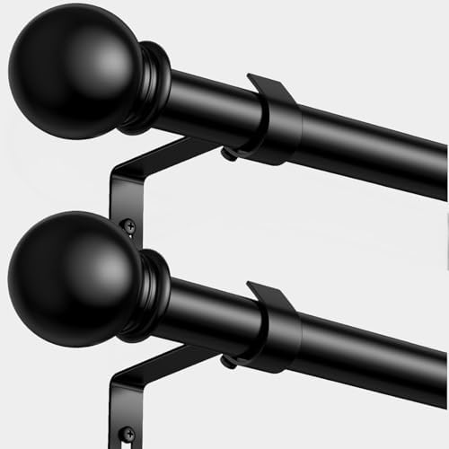 Gardinenstange ohne Bohren von – Ausziehbare Vorhangstange 76-228 cm in Schwarz Matt für einfache Montage und stilvolle