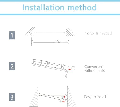 Gardinenstange ohne Bohren 103-190CM, Teleskopvorhangstange für Fenster, Badezimmer & Schrank – Einfache Montage in Weiß