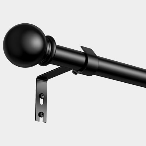 Gardinenstange ohne Bohren von – Ausziehbare Vorhangstange 76-228 cm in Schwarz Matt für einfache Montage und stilvolle