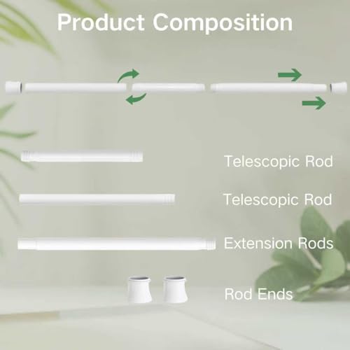 Klemmende Vorhangstange von – Verstellbare Teleskopstange ohne Bohren, ideal für Gardinen, Trennwände und Balkone 65-85