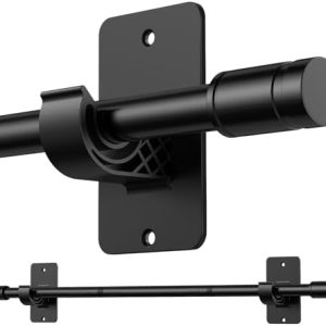 Gardinenstange ohne Bohren von – Ausziehbare Vorhangstange 76-228 cm in Schwarz Matt für einfache Montage und stilvolle