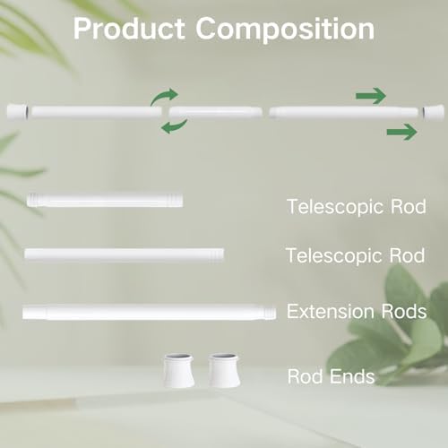Klemmende Vorhangstange von – Verstellbare Teleskopstange ohne Bohren, ideal für Gardinen, Trennwände und Balkone 65-85