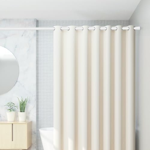 Gardinenstange ohne Bohren 103-190CM, Teleskopvorhangstange für Fenster, Badezimmer & Schrank – Einfache Montage in Weiß