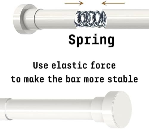 Gardinia Gardinenstange ohne Bohren, einstellbar für Duschvorhang & Schrank (72-145cm, φ25mm, Weiß)