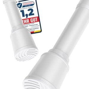 MEISENBERG Teleskopstange zum Klemmen 270-320 cm - Ausziehbare Gardinenstange ohne Bohren für Fenster und Küche in Weiß