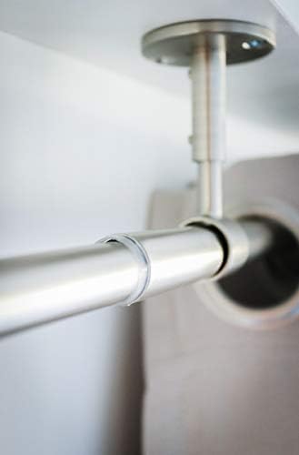 HOmeline Ausziehbare Gardinenstange 2in1 mit Wand- und Deckenmontage – Teleskop Vorhangstange, Edelstahl-Optik, 120-210