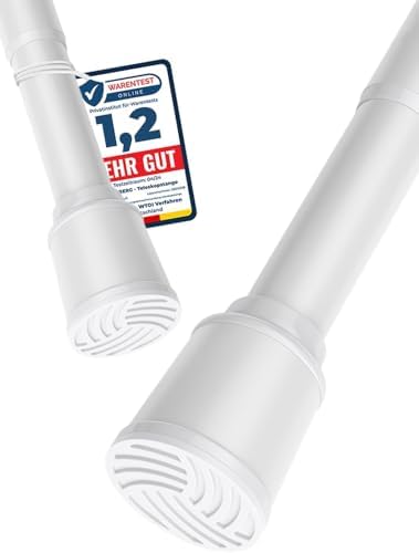 MEISENBERG Teleskopstange zum Klemmen 270-320 cm - Ausziehbare Gardinenstange ohne Bohren für Fenster und Küche in Weiß