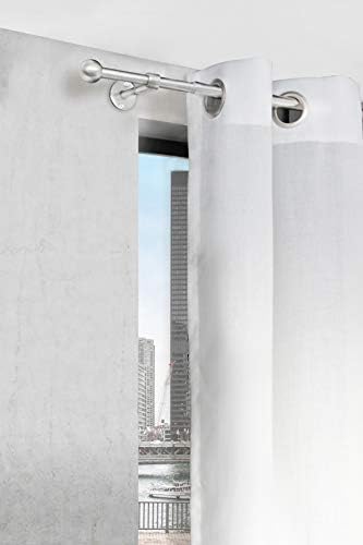 HOmeline Ausziehbare Gardinenstange 2in1 mit Wand- und Deckenmontage – Teleskop Vorhangstange, Edelstahl-Optik, 120-210