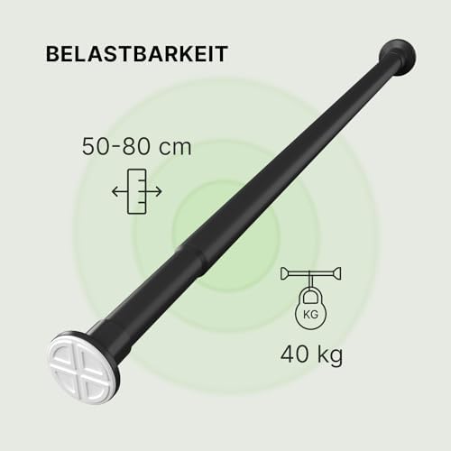 MEISENBERG Gardinenstange ohne Bohren 210-260cm – Robuste Teleskopstange in Matt Schwarz für Vorhänge und Raumteiler
