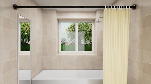 Gardinia Gardinenstange ohne Bohren, einstellbar für Duschvorhang & Schrank (72-145cm, φ25mm, Weiß)