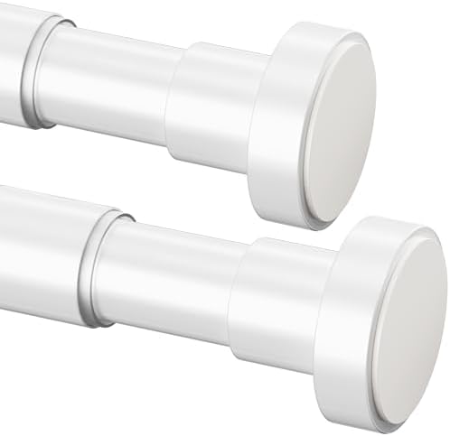 Gardinia Gardinenstange ohne Bohren, einstellbar für Duschvorhang & Schrank (72-145cm, φ25mm, Weiß)