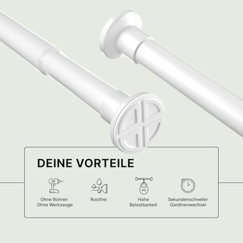 MEISENBERG Gardinenstange ohne Bohren 210-260cm – Robuste Teleskopstange in Matt Schwarz für Vorhänge und Raumteiler