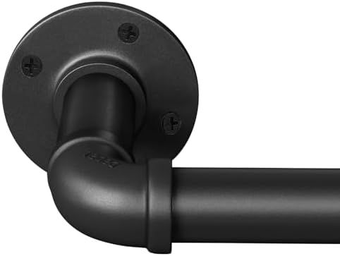 LUXFEN 1 Zoll Industrielle Gardinenstange 81-122cm – Rustikale Outdoor Deko für Fenster & Raumteiler, Schwarz