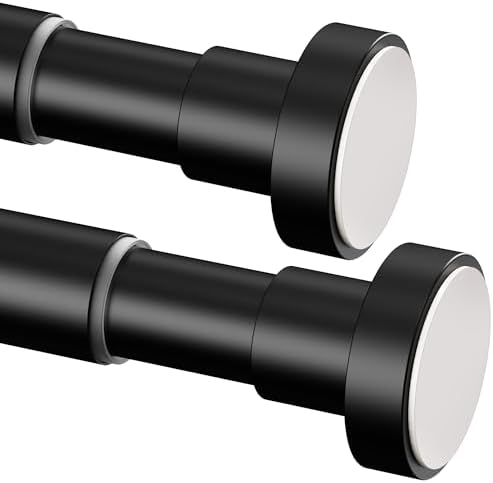 Gardinia Gardinenstange ohne Bohren, einstellbar für Duschvorhang & Schrank (72-145cm, φ25mm, Weiß)