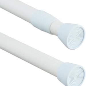 Relaxdays Teleskopstange für Duschvorhang und Gardine – Edelstahl, einfacher Einbau ohne Bohren, anpassbare Längen