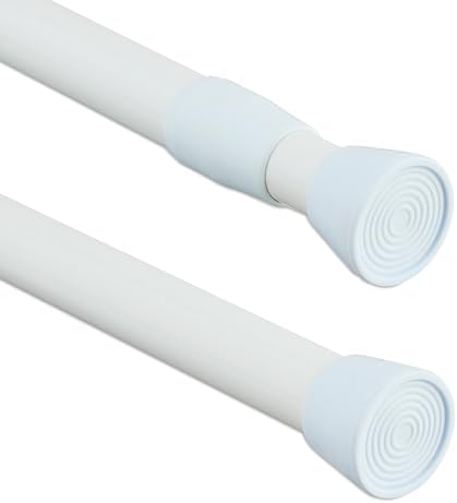 Relaxdays Teleskopstange für Duschvorhang und Gardine – Edelstahl, einfacher Einbau ohne Bohren, anpassbare Längen