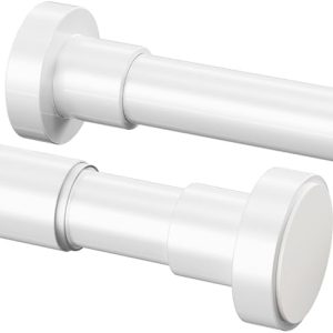 Gardinia Gardinenstange ohne Bohren, einstellbar für Duschvorhang & Schrank (72-145cm, φ25mm, Weiß)