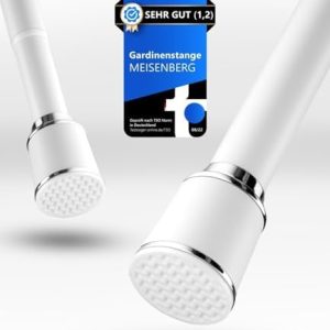 MEISENBERG Klemmstange 320-370cm, Weiß Ø 32mm – Vorhangstange ohne Bohren für Fenster & Dusche