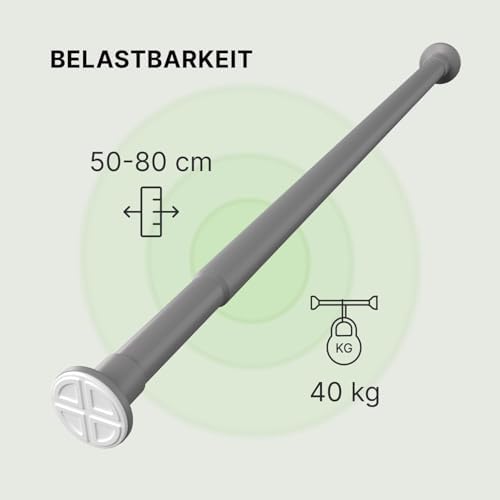MEISENBERG Gardinenstange ohne Bohren 210-260cm – Robuste Teleskopstange in Matt Schwarz für Vorhänge und Raumteiler