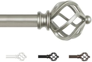 KAMANINA Vorhangstange Silber 80-148CM Ausziehbar mit Twisted Cage für Wohnzimmer und Schlafzimmer