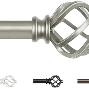 KAMANINA Vorhangstange Silber 80-148CM Ausziehbar mit Twisted Cage für Wohnzimmer und Schlafzimmer