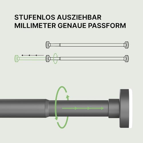 MEISENBERG Teleskopstange ohne Bohren - Multifunktionale Vorhangstange für Fenster und Küche (70-120cm) - Weiß, Ø 25 mm