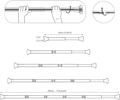 Edelstahl Teleskopstange für Duschvorhänge 120-215cm – Verstellbar ohne Bohren, ideal für Badewanne!