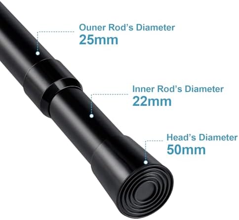 Gardinenstange ohne Bohren 103-190CM, Teleskopvorhangstange für Fenster, Badezimmer & Schrank – Einfache Montage in Weiß