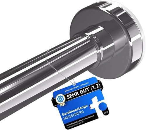 MEISENBERG Teleskopstange ohne Bohren - Multifunktionale Vorhangstange für Fenster und Küche (70-120cm) - Weiß, Ø 25 mm