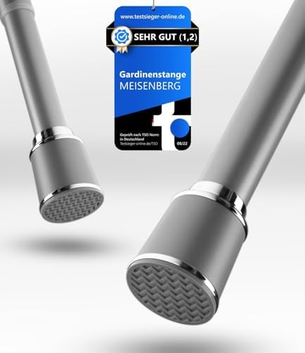 MEISENBERG Klemmstange 320-370cm, Weiß Ø 32mm – Vorhangstange ohne Bohren für Fenster & Dusche