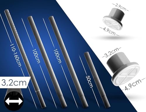 MEISENBERG Gardinenstange ohne Bohren 210-260cm – Robuste Teleskopstange in Matt Schwarz für Vorhänge und Raumteiler