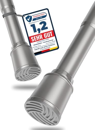 MEISENBERG Teleskopstange zum Klemmen 270-320 cm - Ausziehbare Gardinenstange ohne Bohren für Fenster und Küche in Weiß