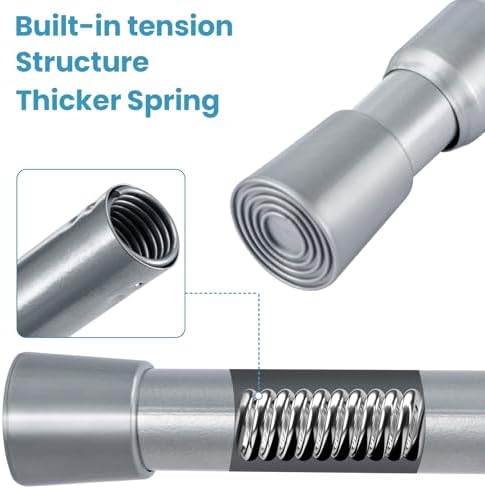 Gardinenstange ohne Bohren 103-190CM, Teleskopvorhangstange für Fenster, Badezimmer & Schrank – Einfache Montage in Weiß