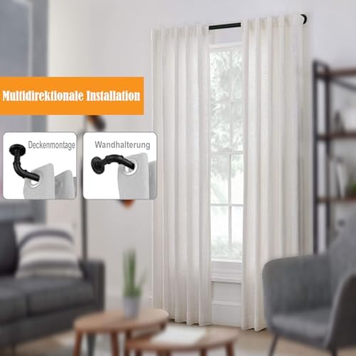 LUXFEN 1 Zoll Industrielle Gardinenstange 81-122cm – Rustikale Outdoor Deko für Fenster & Raumteiler, Schwarz